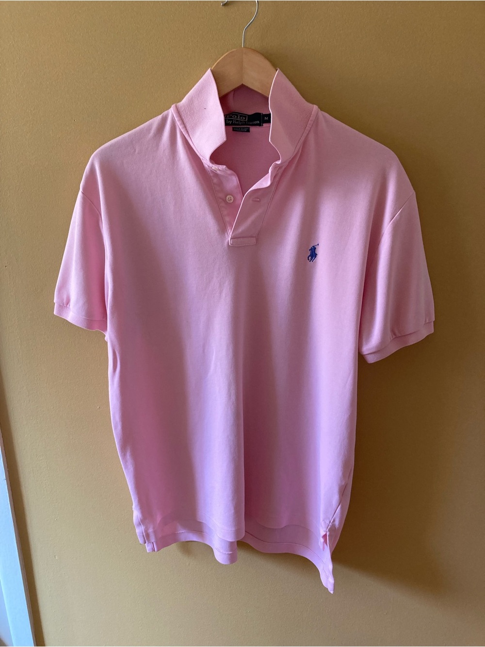 Ralph Lauren Pink Men’s Polo with Blue Pony Embroidery size M